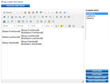 online forms custom layout