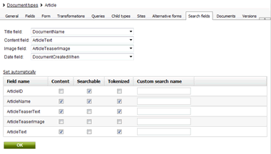 search data fields